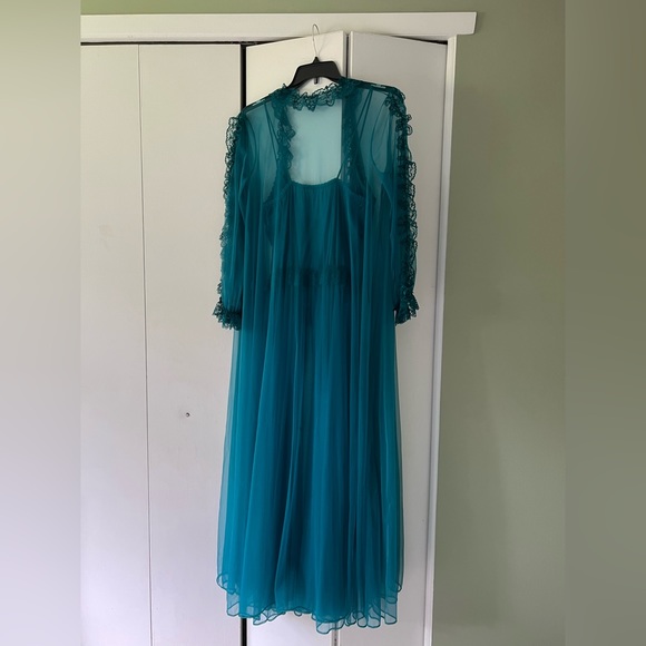 Rare Vintage 1980’s Faris Lingerie Set Teal Blue Ruffle Sheer Made in USA - Picture 8 of 12